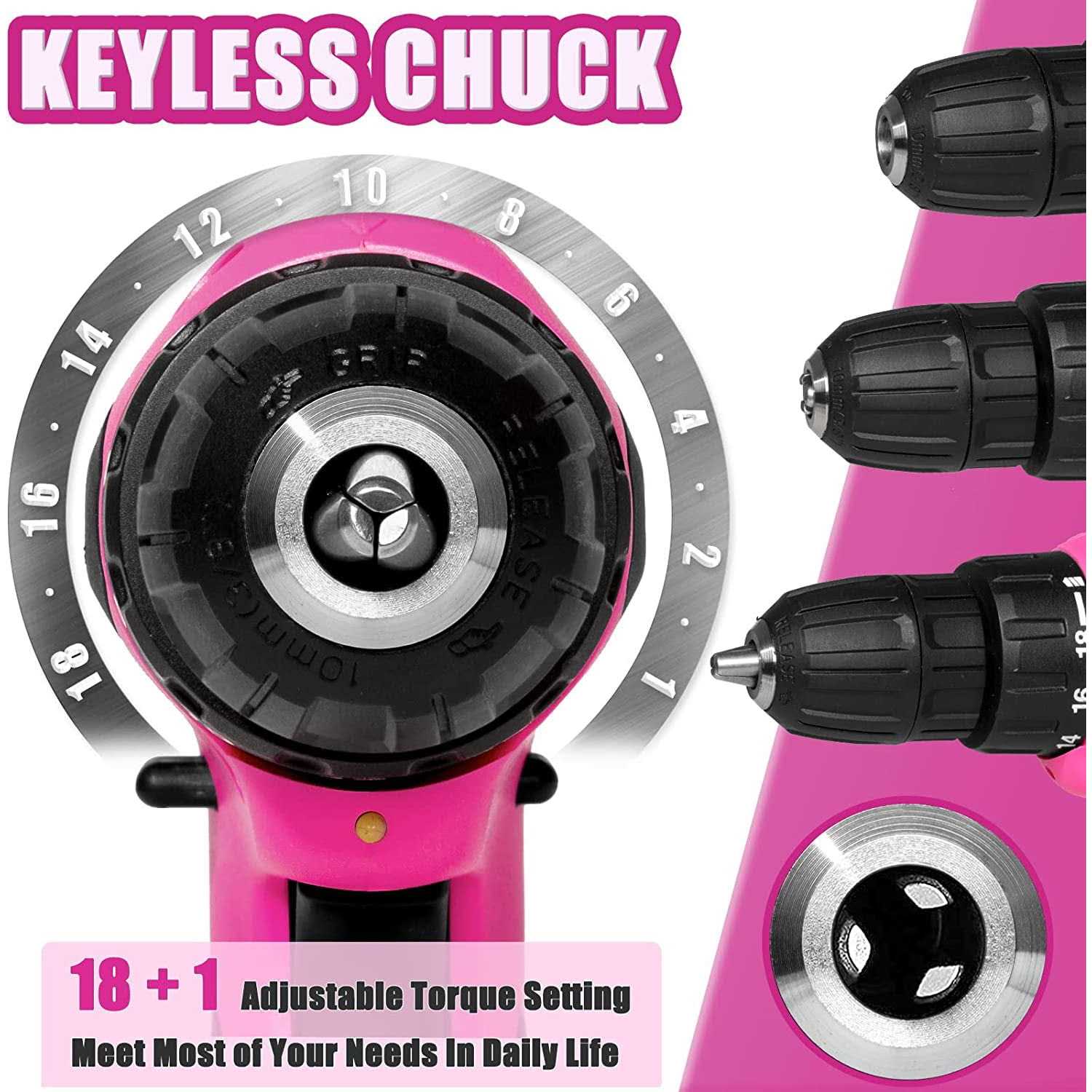 ThinkLearn Pink Drill Set for Women, 137 Piece Hand and Power Tool Set with 12V Cordless Drill - Shop Hardware Tools Online Store