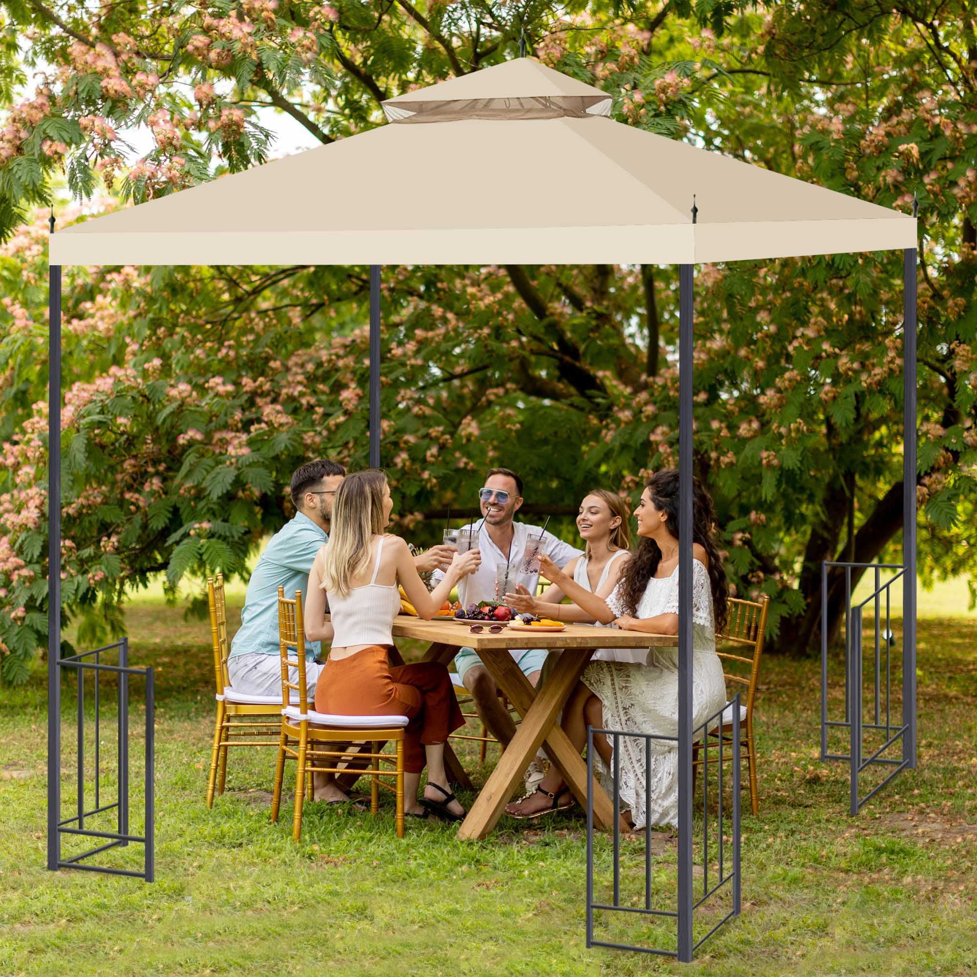 Yescom 10'x10' Gazebo Top Replacement for 2 Tier Outdoor Canopy Cover Patio Garden Yard Grey Y00910T09