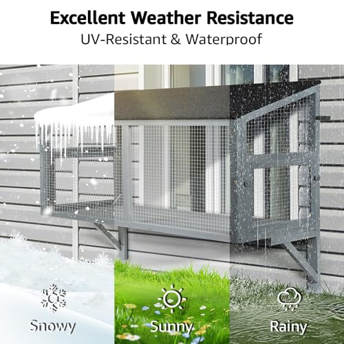 beeNbkks Bug Proof Cat Catio, Window Box Enclosure for Indoor Cats, Wooden Cat Window Perch House, Expandable for Multi Cats, Secure Comfortable Outdoor Haven for Cats, Keep Bugs Insects Out