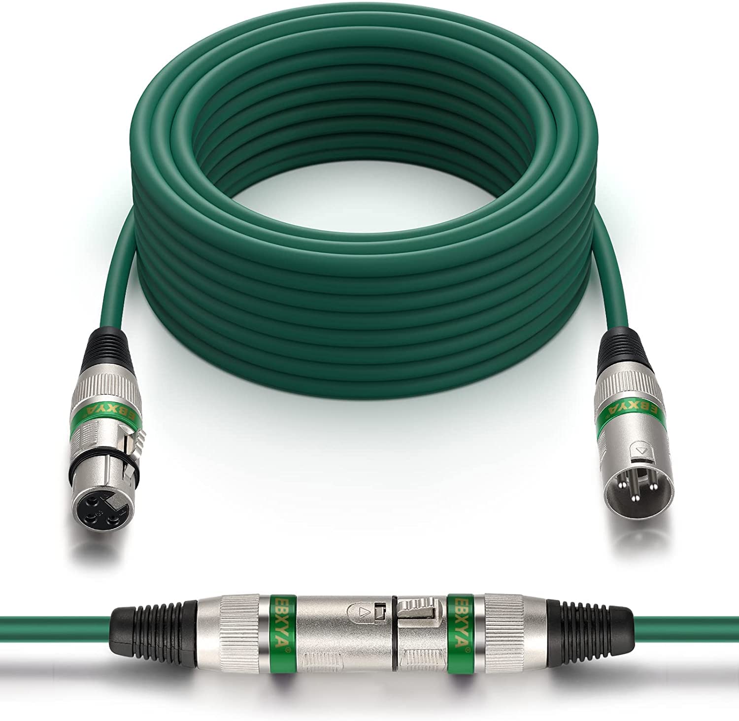 EBXYA XLR Cable - Balanced DMX Cable Microphone Patch Cable Cords 50 Feet, Green
