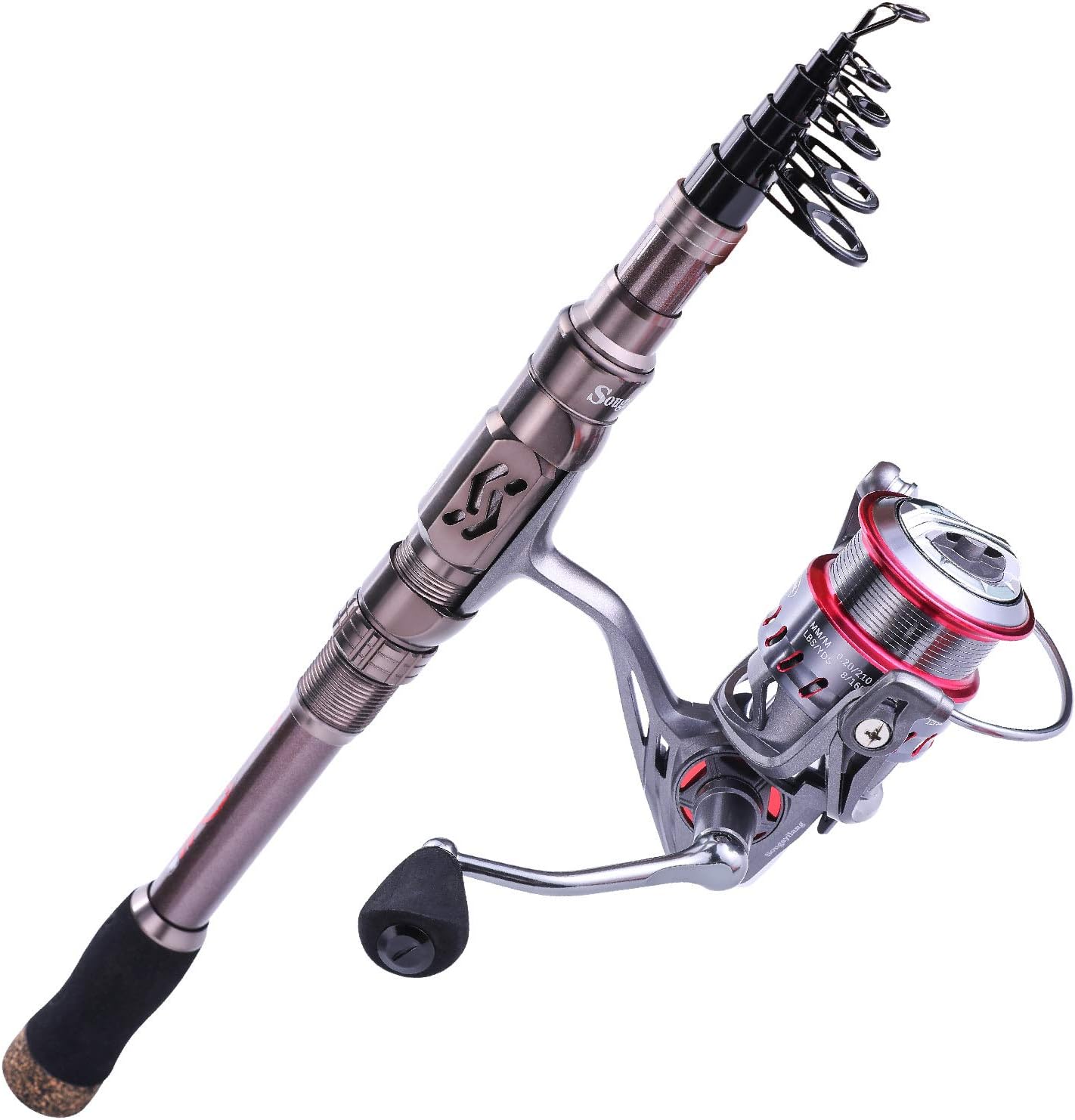 Sougayilang Fishing Rod Reel Combos,24Ton Carbon Fibre,Portable Telescopic Fishing Pole Spinning reels for Travel Saltwater Freshwater Fishing