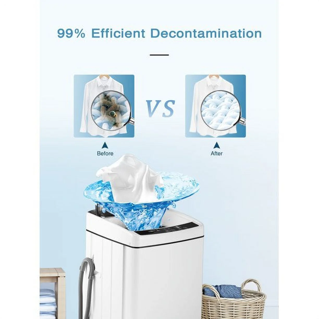 Portable Washing Machine 1.5 Cu.Ft, Compact Washer with 11lbs Capacity, 8 Wash Programs Laundry Washer with Drain Pump, Full Automatic Washer for Apartments, Camping, Dorms, College Rooms, Rv’s, White