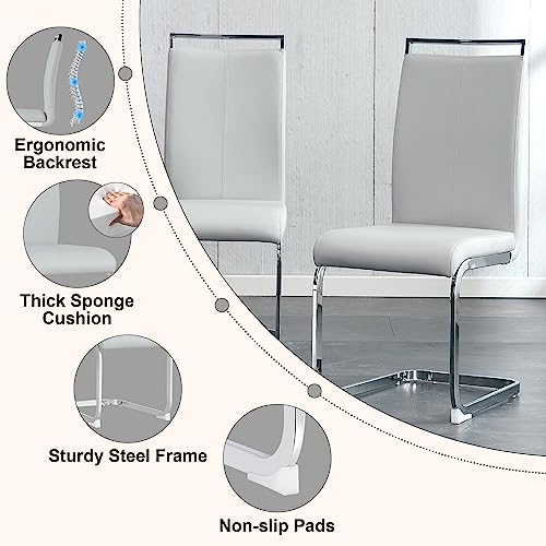 Glass Dining Table Set for 4,5 Piece Dining Table Set, Tempered Glass Table Top and Modern Design MDF Base with 4 PU Leather Ergonomic Dining Chairs
