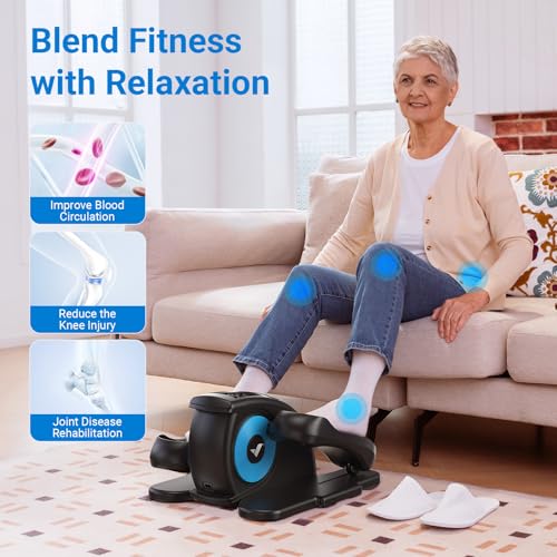 MERACH Under Desk Elliptical Machine, Ellipse Leg Exerciser for Seniors Adults Fully Assembled, Portable & Quiet Electric Seated Pedal Exerciser with 12 Adjustable Speed & Remote Control & 12 AutoMode
