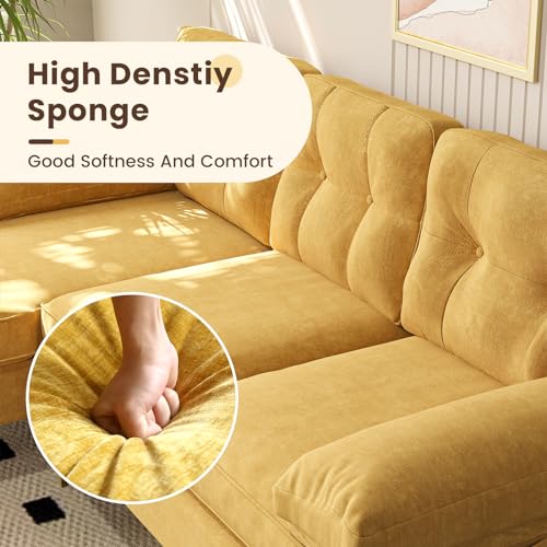 82.7" L Shaped Couch, Small Sectional Sofa Couch for Living Room with Reversible Chaise, 3-Seat Modern Couch with Removable Cushion for Small Spaces (Blue)