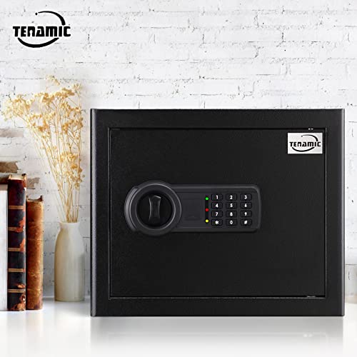 Tenamic Safe Box 2.2 Cuft Fireproof Waterproof Home Safe, Keypad Large Lock Box Cabinet Safes, Solid Alloy Steel Office Hotel Home Safe, Black