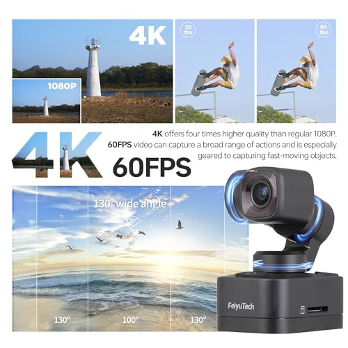 Feiyu Pocket 3 Kit: Remote Handle&Camera – Camera with 3-Axis Gimbal, Cordless Detachable Designed, Magnetic Mount, for Travel, Car Vlog, Pet & YouTube Videos, FeiyuVCAM3S