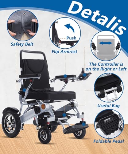 Foldable Electric Wheelchair Reclining Wheelchair Long Range for Elderly and Disabled People