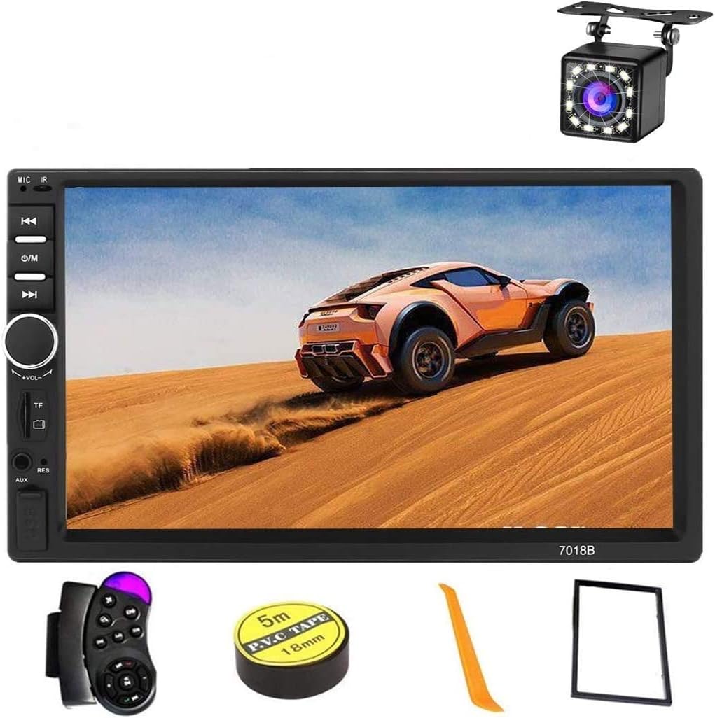 Double Din Car Stereo with Bluetooth 7 inch Touch Screen Car Radio with Backup Camera - Car Audio Receivers MP5 Media Player USB AUX SD Car Head Unit System Support Mirror Link & Remote Control