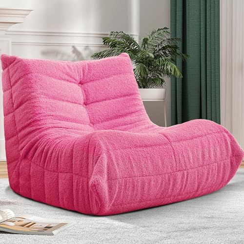 Bean Bag Chair Big Sofa Beanbag Chair for Adults Fireside Chair Bean Bag Lounger with Memory Foam Filled for Home,Apartment or Gaming Venue(Black Plush)