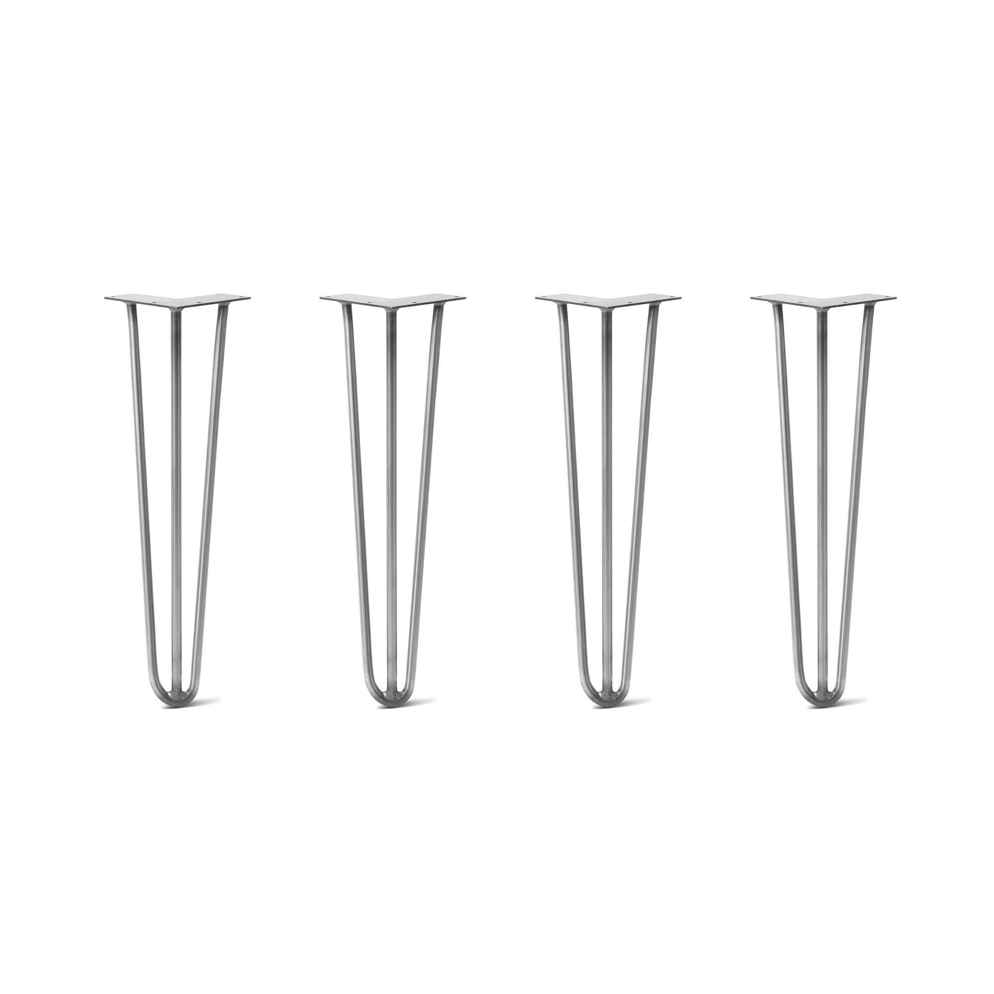 Hairpin Legs Set of 4, 3-Rod Design - Raw Steel, 7x22 / Raw Steel / 1/2x22