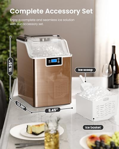 Nugget Ice Maker Countertop, 45lbs/Day Pebble Ice Maker Machine with 24H Timer, Self-Cleaning Crushed Countertop Ice Maker