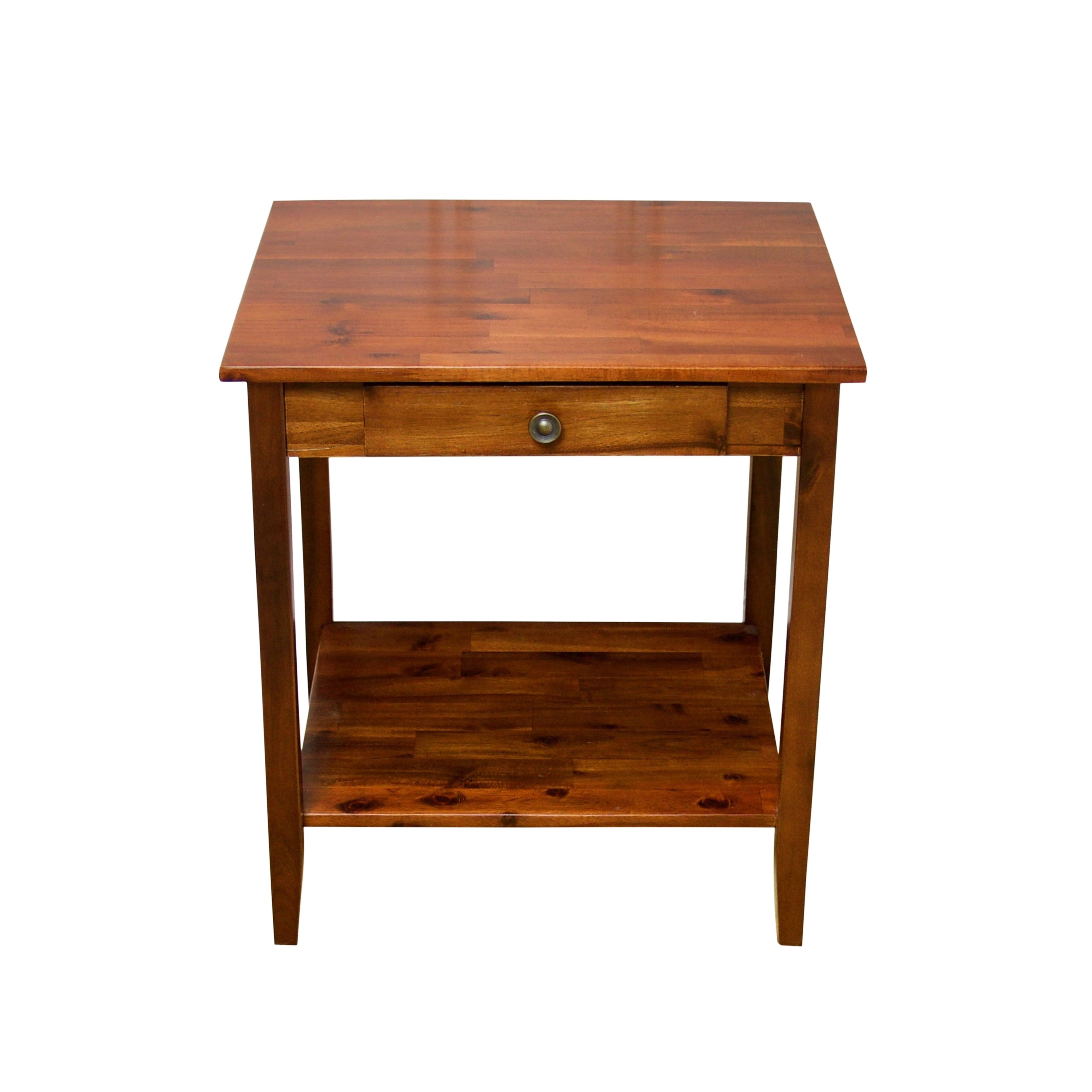 Porch u0026 Den Holly Hill Solid Acacia 1-Drawer End Table - Mahogany
