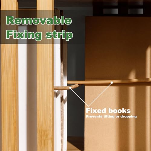 Rotating Bookshelf Tower, 360 Display Spinning Bookcase, Bamboo Bookshelf Floor Standing Storage Rack, Wood Narrow Book Shelf Organizer for Kids&Adults, Walnut 6 Tier