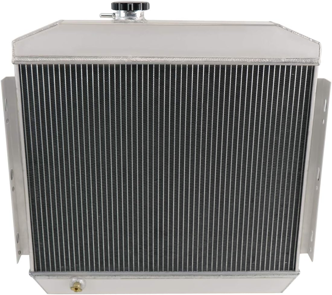 CoolingSky 4 Row All Aluminum Radiator + Fan Shroud Combo & Thermostat Relay Kit for 1955-1957 Chevy Bel Air/Nomad/Del Ray/150/210 Multiple V8 Models
