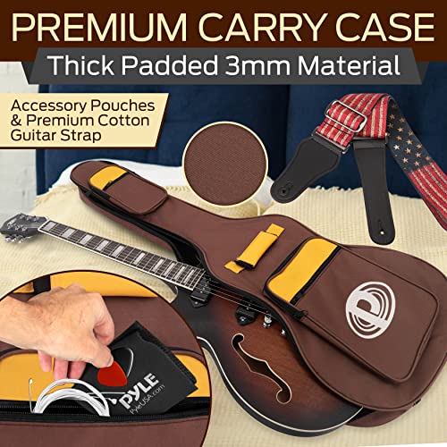 Pyle, Semi Hollow Electric Guitar ,Electric Guitar Kit ,Jazz Style, 6 String w/ Gig Bag and Accessories, Full Size - 41.8