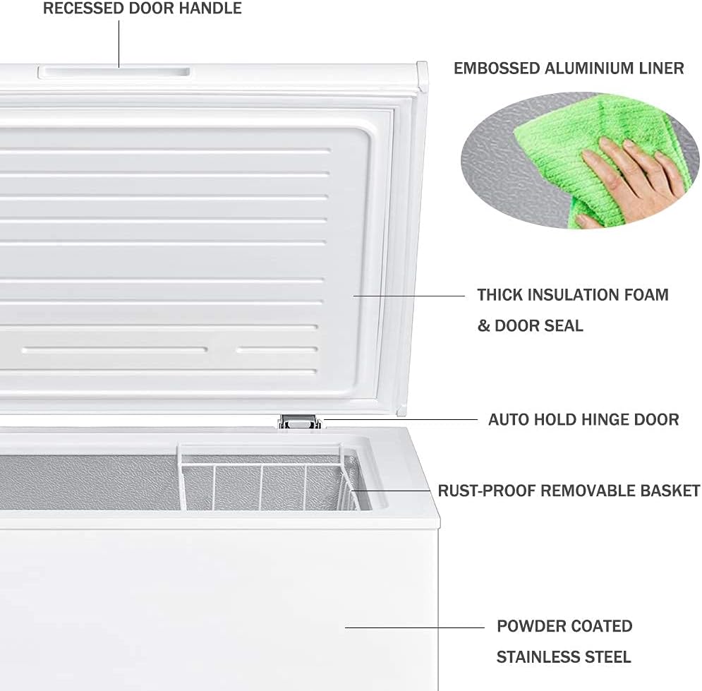 Smad Chest Freezer 3.5 cu.ft Small Freezer Chest for Home Kitchen Grocery Basement, White