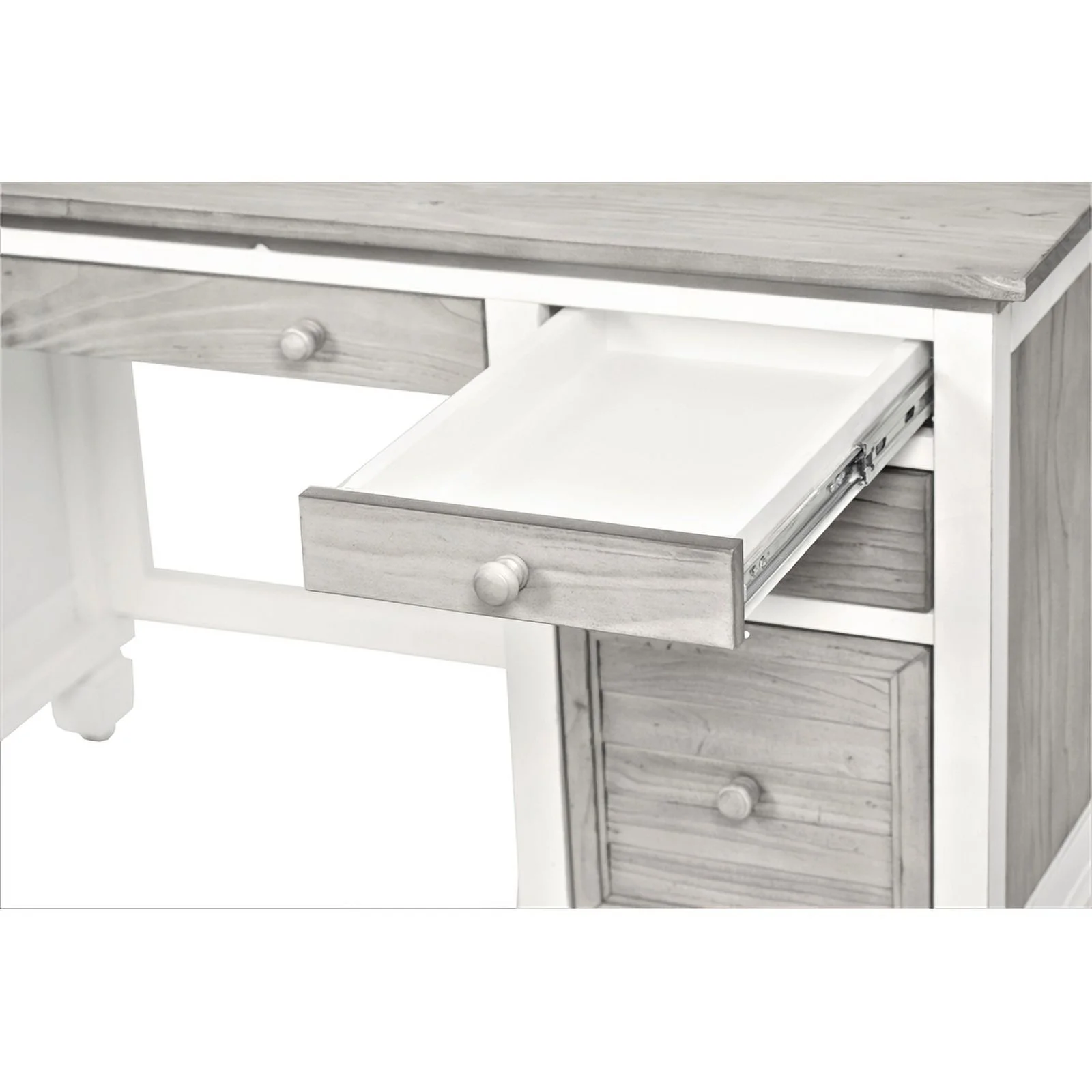 Sea Wind Florida Islamorada Wood Desk & Chair Set in Gray/White