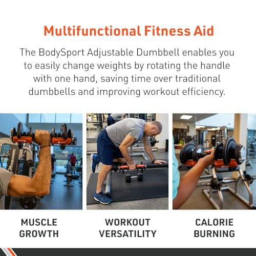BodySport 40 Pound Adjustable Dumbbells – Includes 12 Free Weights, Ranging from 3 to 40 Pounds, Ideal for Home Gym Workouts and Weight Training