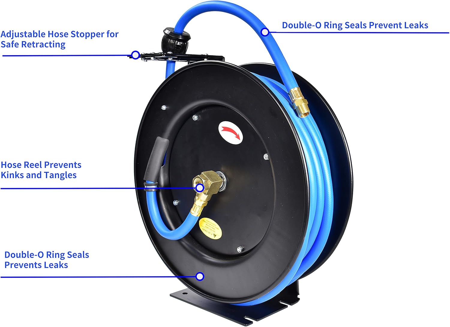 Aain AE39 Heavy Duty Air Hose Reel With 50FT Auto Rewind Preminium Retractable air hose,Steel Construction Industrial Air Hose Reel Wall Mount 3/8" Flexiable Hybrid Hose