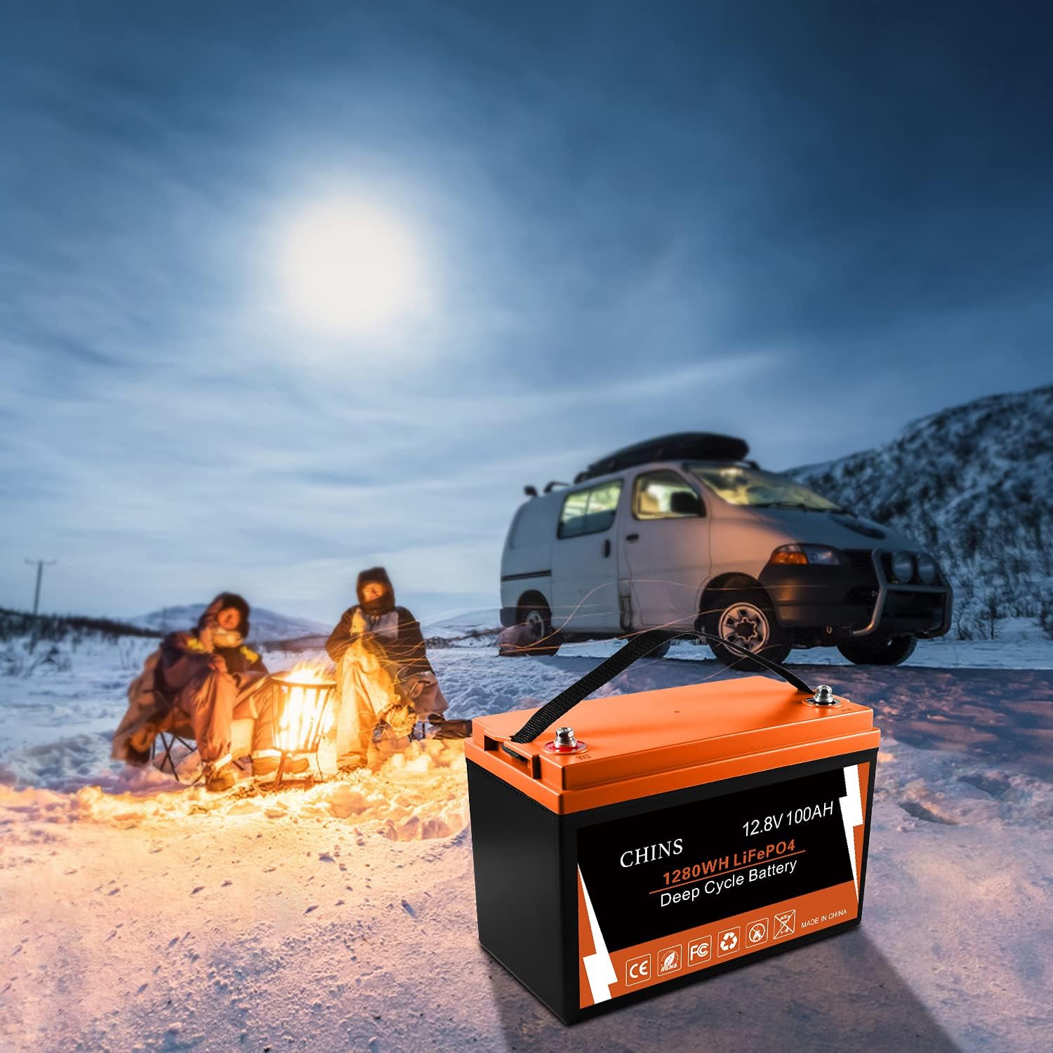 CHINS LiFePO4 Battery 24V 200Ah Lithium Battery - Built-in 200A BMS, 2000+ Cycles, Each battery Can Support 5120W Power Output, Perfect for RV, Home Storage and Off-Grid