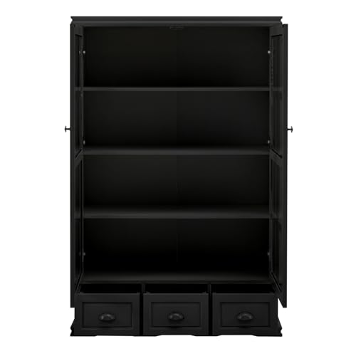 Curio Cabinet, Curio Display Cabinet with Adjustable Shelf, Storage Cabinet with Tempered Glass Doors for for Living Room, Kitchen, Office, Bedroom, Entryway (White)