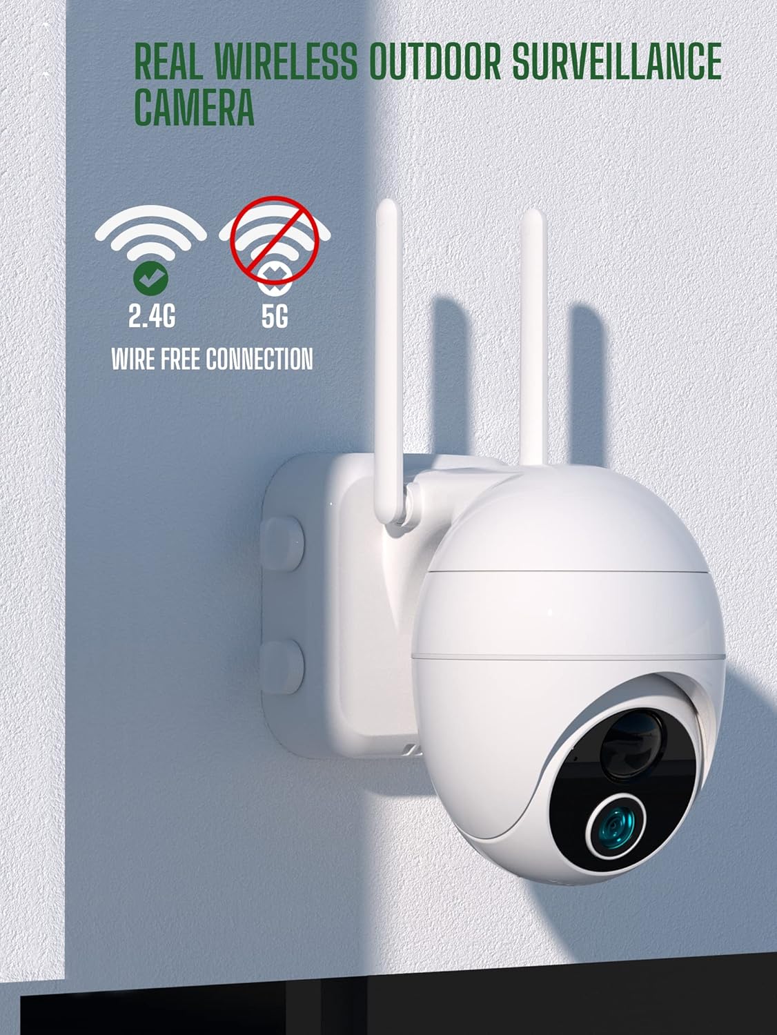 PTZ Security Camera Wireless Outdoor, 1080P Battery Powered Wireless WiFi Cameras for Home Security, 360° Wireless Surveillance Camera, Night Vision, Motion Detection, Two-Way Audio, Siren Alarm
