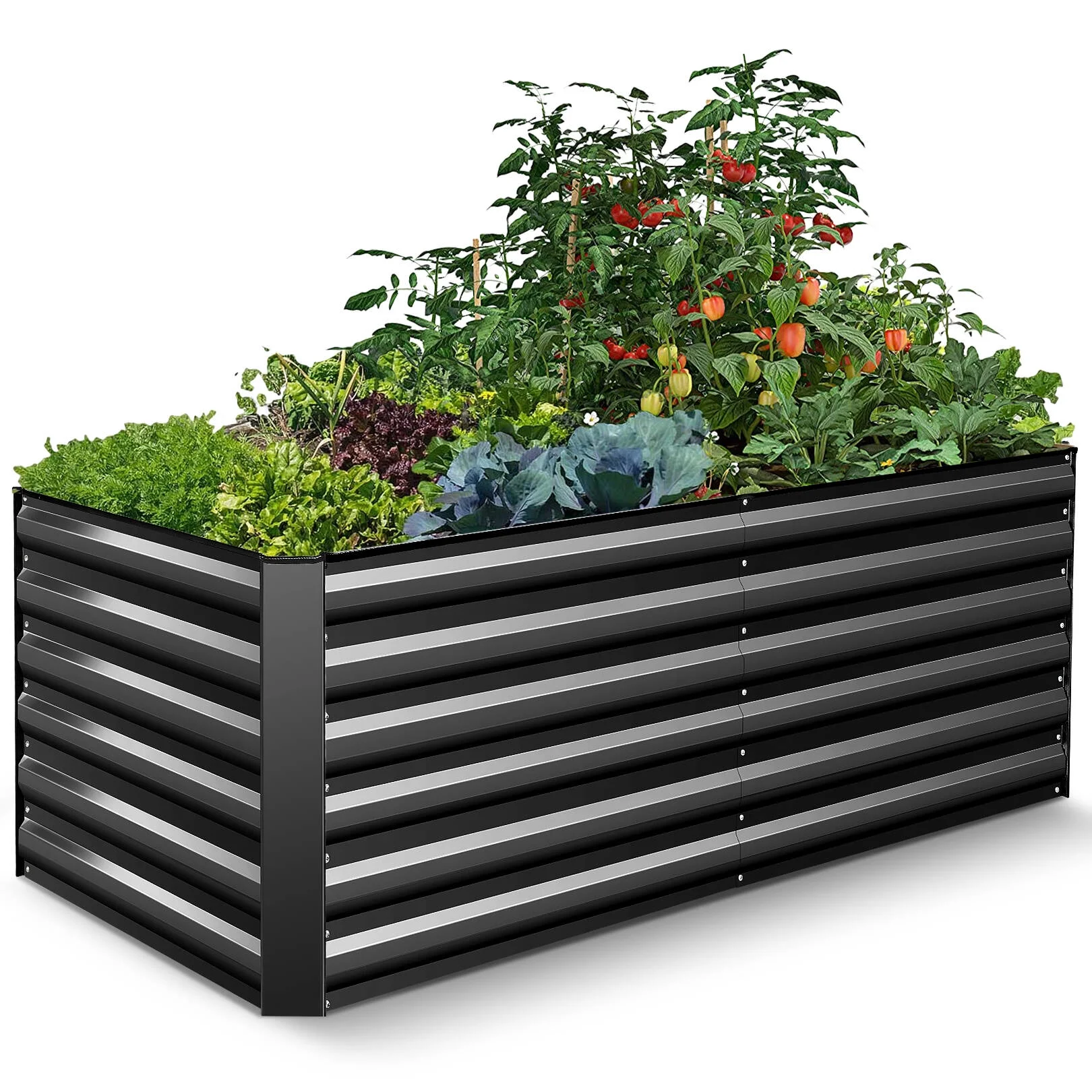 SEJOV Galvanized Raised Garden Beds 6ftx3ftx2ft Large Metal Garden Beds Galvanized Steel Planter Box for Vegetables Flowers Herbs - Curated Treasures Market