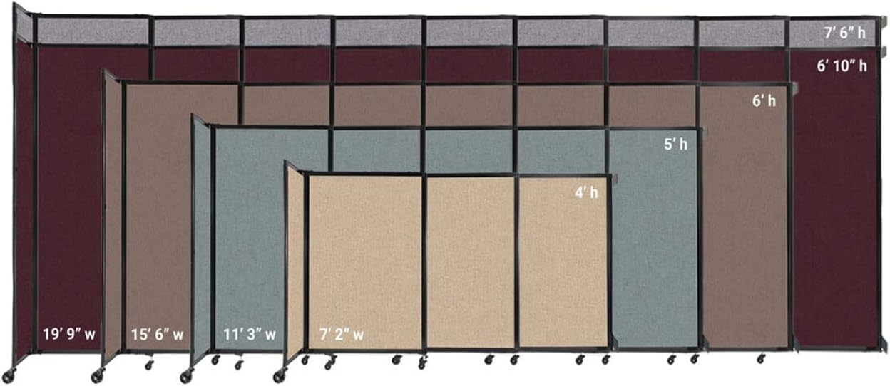 Wall-Mounted Sliding StraightWall Room Divider | Adjustable Widths | Locking Wheels | Room Separator | Up to 19'9" Wide x 6'10" Tall Sand Fabric Panels