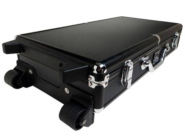 White Swan mAh Jongg - Ivory Tiles - Modern Pusher Arms - Wheeled Aluminum Case - Black