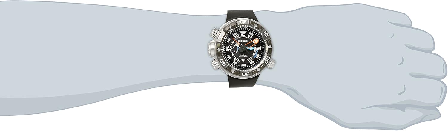 Citizen Men's Eco-Drive Promaster Sea Aqualand Depth Meter Watch in Stainless Steel with Black Polyurethane strap, Black Dial (Model: BN2029-01E)