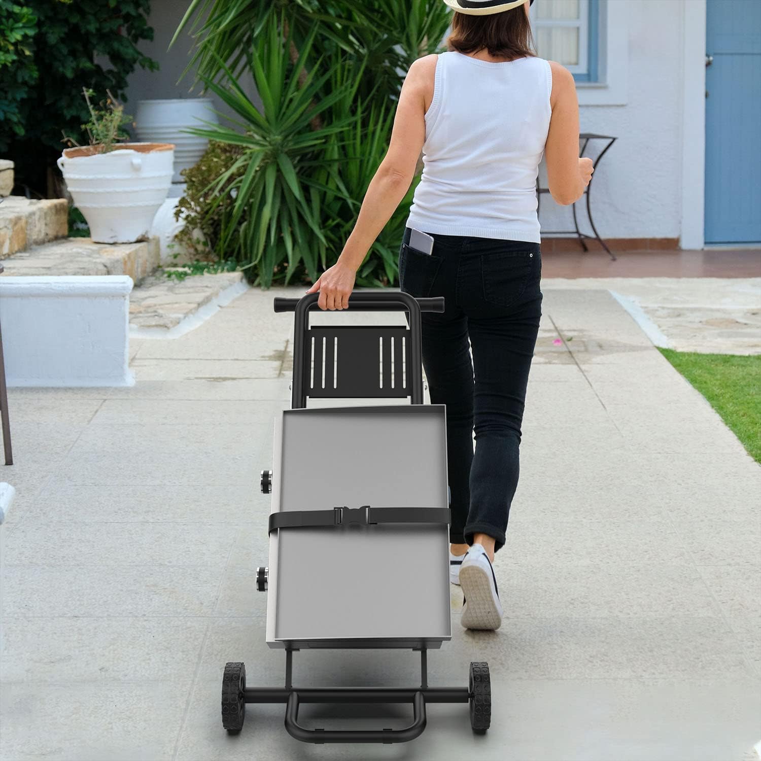 Portable Grill Cart for Blackstone 17 Inch & 22 Inch Table Top Griddles, Folding Cart Griddle Stand with Side Shelf for Blackstone 17" 22" Grills, Backyard, Camping and Outdoor Cooking