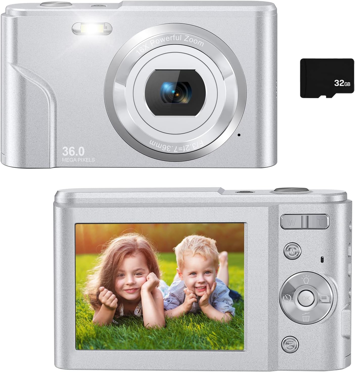 Digital Camera for Kids Boys and Girls - 36MP Children's Camera with 32GB SD Card，Full HD 1080P Rechargeable Electronic Mini Camera for Students, Teens, Kids(Purple)