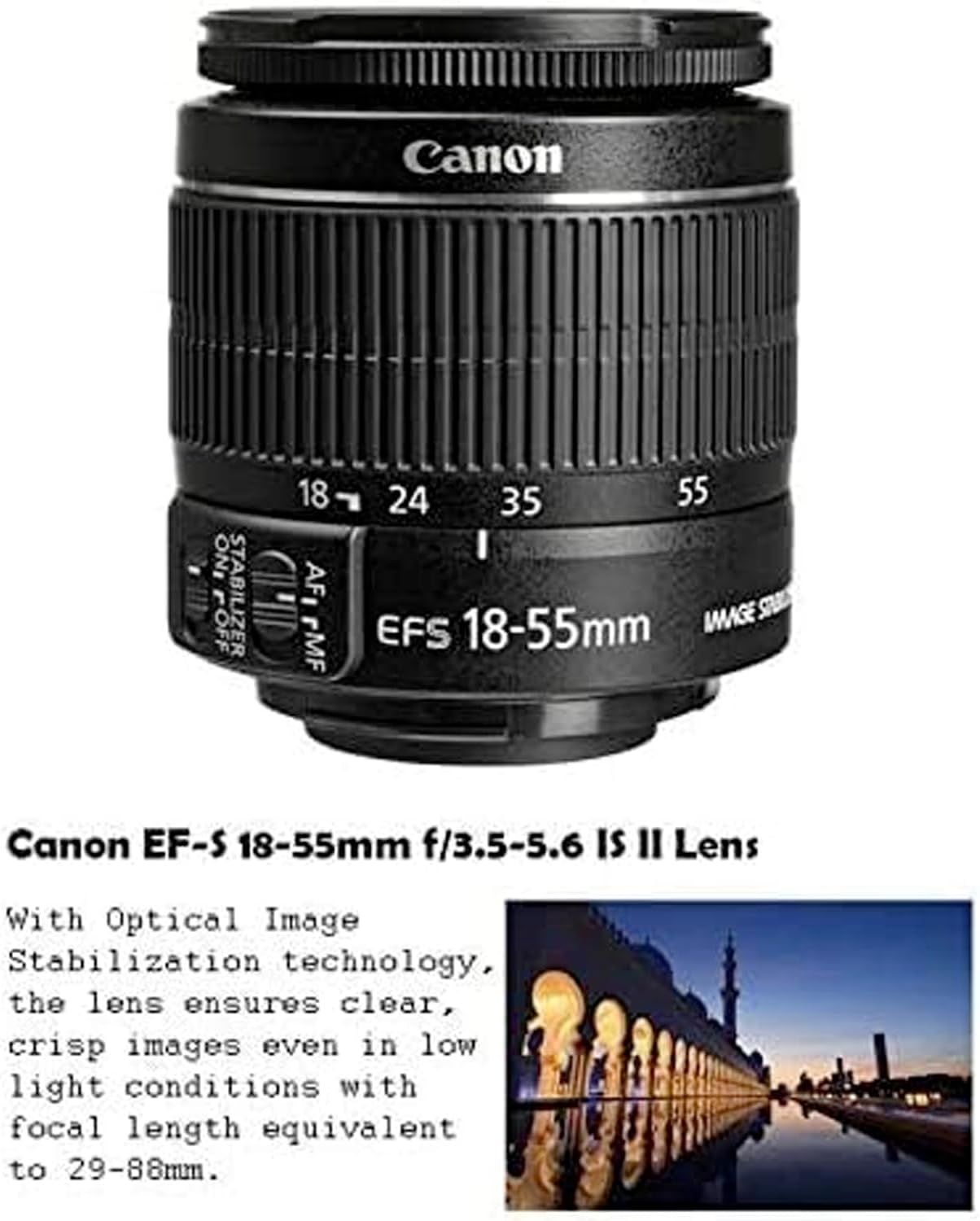 Canon EOS Rebel T7 DSLR Camera with EF-S 18-55mm f/3.5-5.6 is II Lens + Accessory Bundle (Renewed)