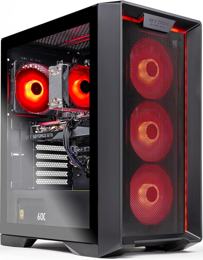 Skytech Gaming Nebula Gaming PC Desktop – AMD Ryzen 5 3600 3.6 GHz, NVIDIA GTX 1650, 500GB NVME SSD, 16GB DDR4 RAM 3200, 600W Gold PSU, 11AC Wi-Fi, Windows 11 Home 64-bit,Black