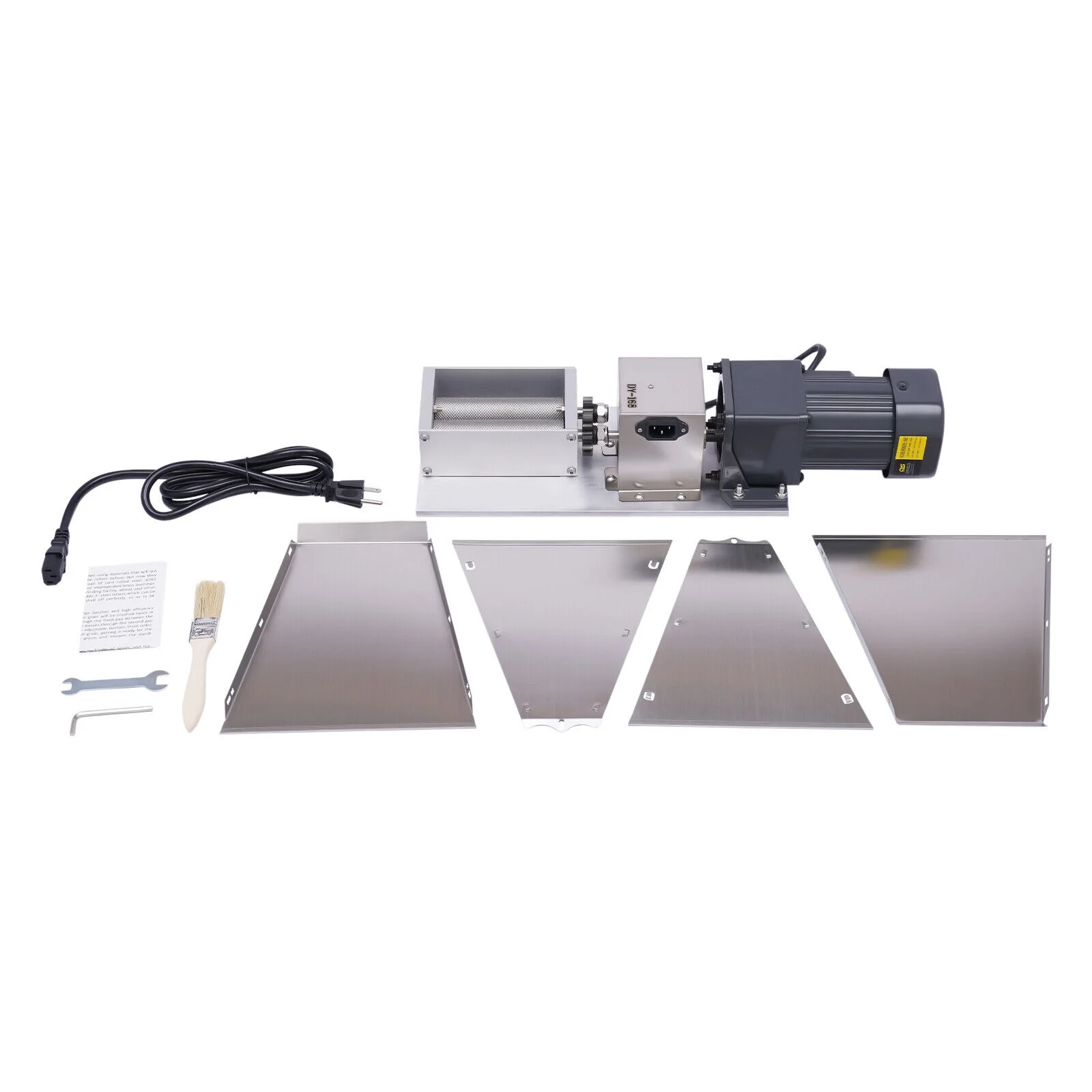 Malt Mill Electric Grain 60W  Rice Corn Grain Coffee Wheat Feed Mill Wet / Dry Cereals Grinder Mill 110V Homebrew Barley Multi-functional Grinder Malt Crusher 2 Roller w/ 4 Hopper Adjustable Roller