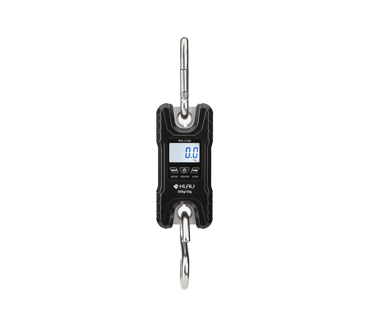 Mini Crane Scale,Klau Portable 500 kg / 1000 lb Heavy Duty Digital Hanging Scales LCD Display with Backlight for Home Farm Market Fishing Hunting Black Pack of 2