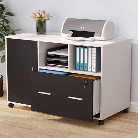 Tribesigns Large File Cabinet with Lock and Drawer, Modern Mobile Lateral Filing Cabinet Printer Stand Legal/Letter / A4 Size wi