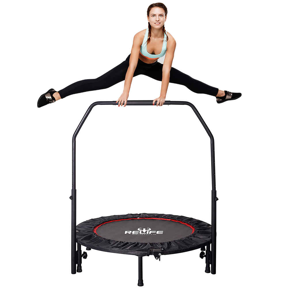 RELIFE REBUILD YOUR LIFE 48" Mini Trampoline Foldable Exercise Trampoline Workout Rebounder for Adult Indoor Fitness