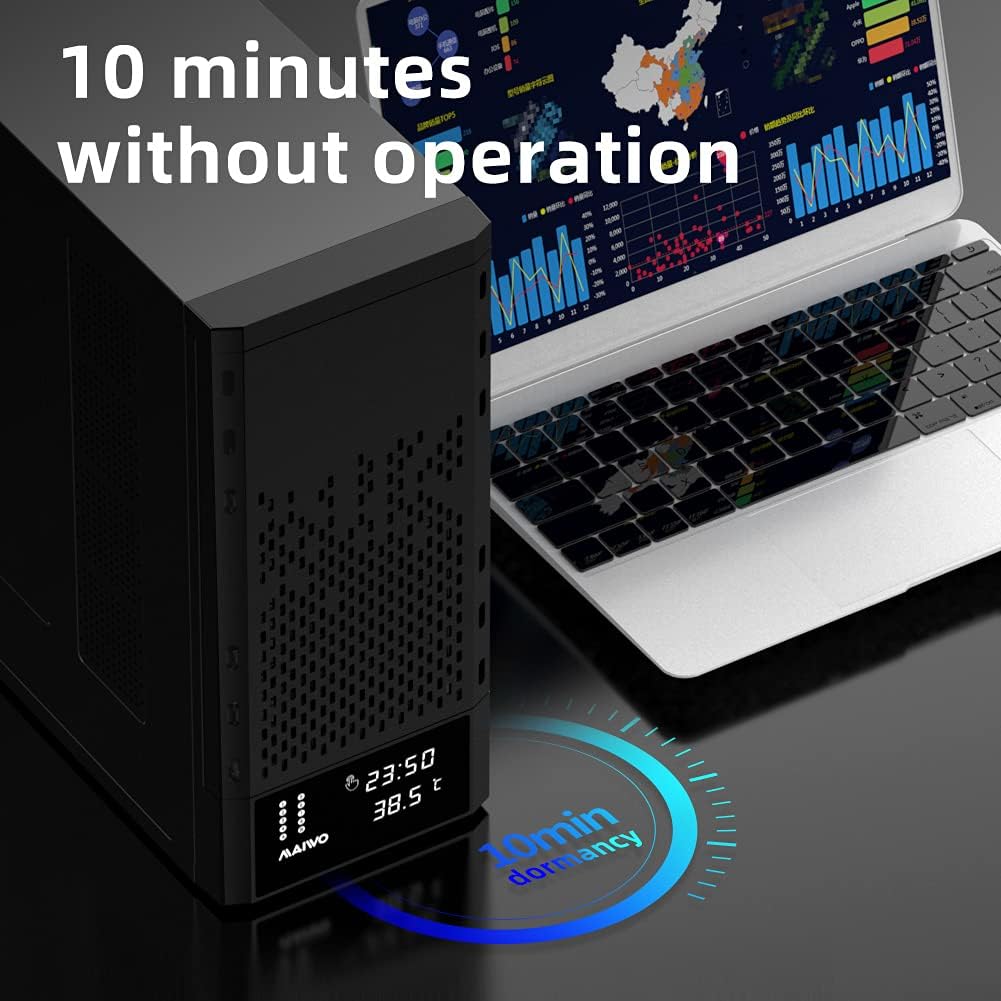 MAIWO 8 Bay 2.5/3.5 inch Hard Drive RAID Enclosure USBC 5Gbps Support 7 RAID Modes(K8AA)