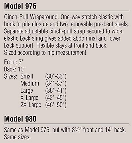 Elastic Cinch-pull Lumbosacral Wraparound w/Steel Stays Back Support Brace 976 980