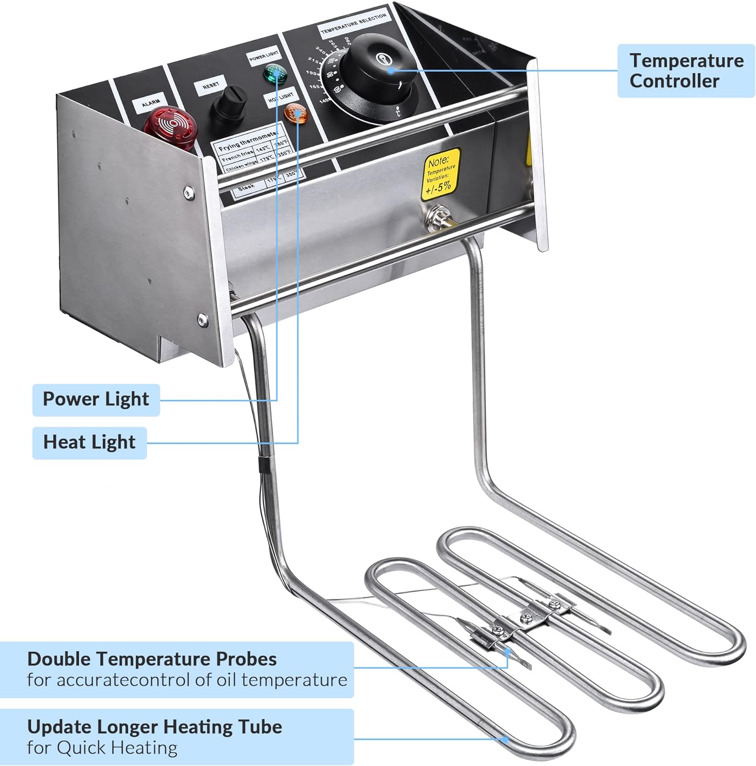 20L Deep Fryer 5000W Electric Coutertop Stailess Steel Sigle Large Tak With Basket For Use