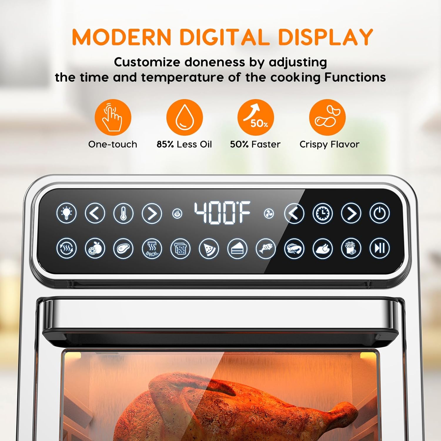 11-in-1 Air Fryer Oven 13QT Stainless Steel Air Fryer - Airfryer Combo Oven 1500W Large Capacity Multifunction Toaster Oven with Recipe & 6 Accessories ETL Certified (13QT)