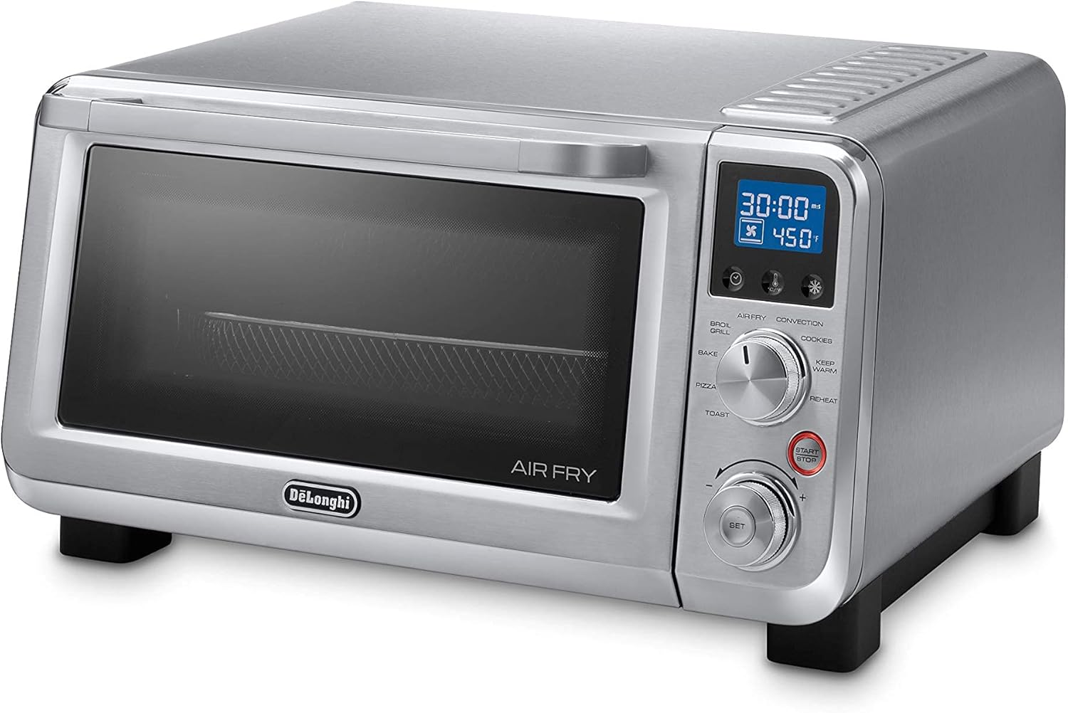 De'Longhi Livenza 9-in-1 Digital Air Fry Convection Toaster Oven, Grills, Broils, Bakes, Roasts, Keep Warm, Reheats, 1800-Watts + Cooking Accessories, Stainless Steel, 14L (.5 cu ft), EO141164M (Renewed)