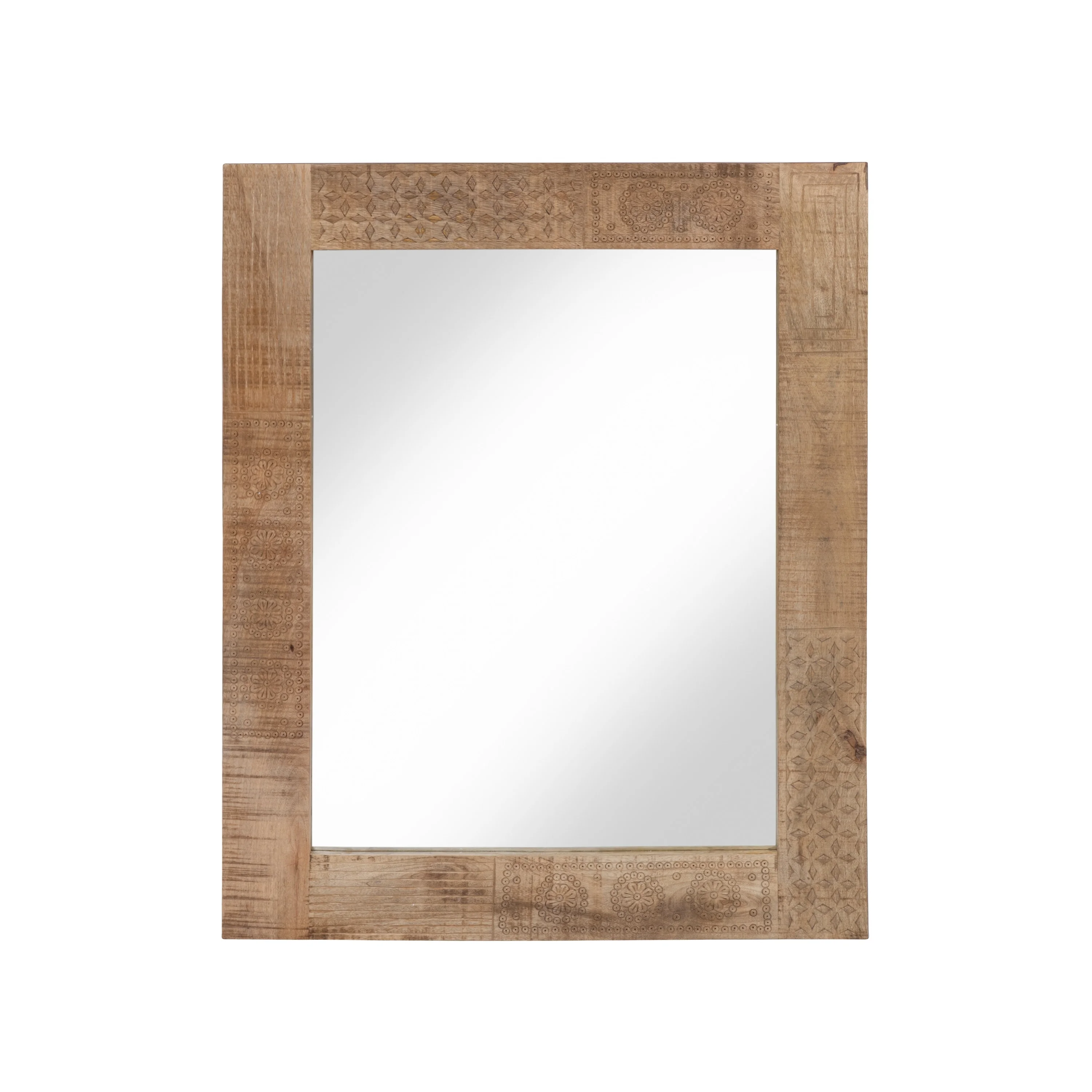 Furniture of America Carina Rustic Natural Solid Wood Wall Mirror by