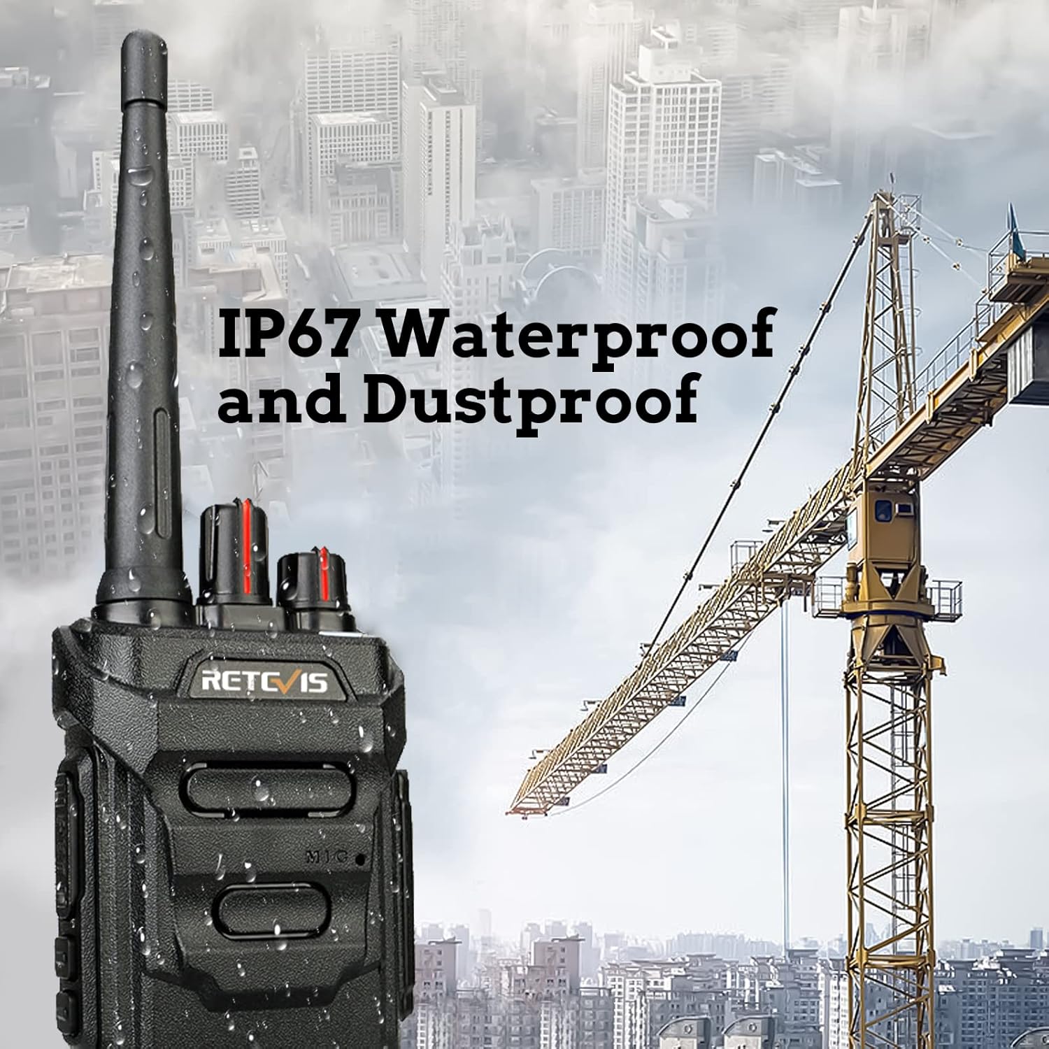 Retevis RT48 IP67 Waterproof Walkie Talkies for Adults,2 Way Radios Long Range,with 6 Way Multi Unit Charger,VOX,SOS Alarm,Rugged Two Way Radio for Construction Hotel School Manufacturing (6 Pack)