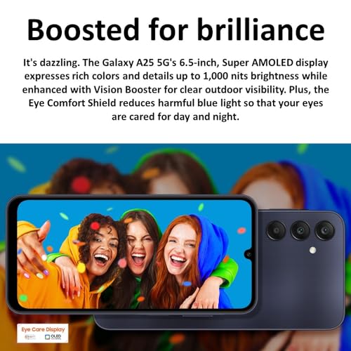 SAMSUNG Galaxy A25 5G Dual SIM (128GB) 6.5" 120Hz AMOLED, Octa-Core, 50MP Camera, 4G Volte (GSM Unlocked for AT&T, T-Mobile, Global) International Model A256E/DSN (w/ 256GB SD, Blue Black) (Renewed)