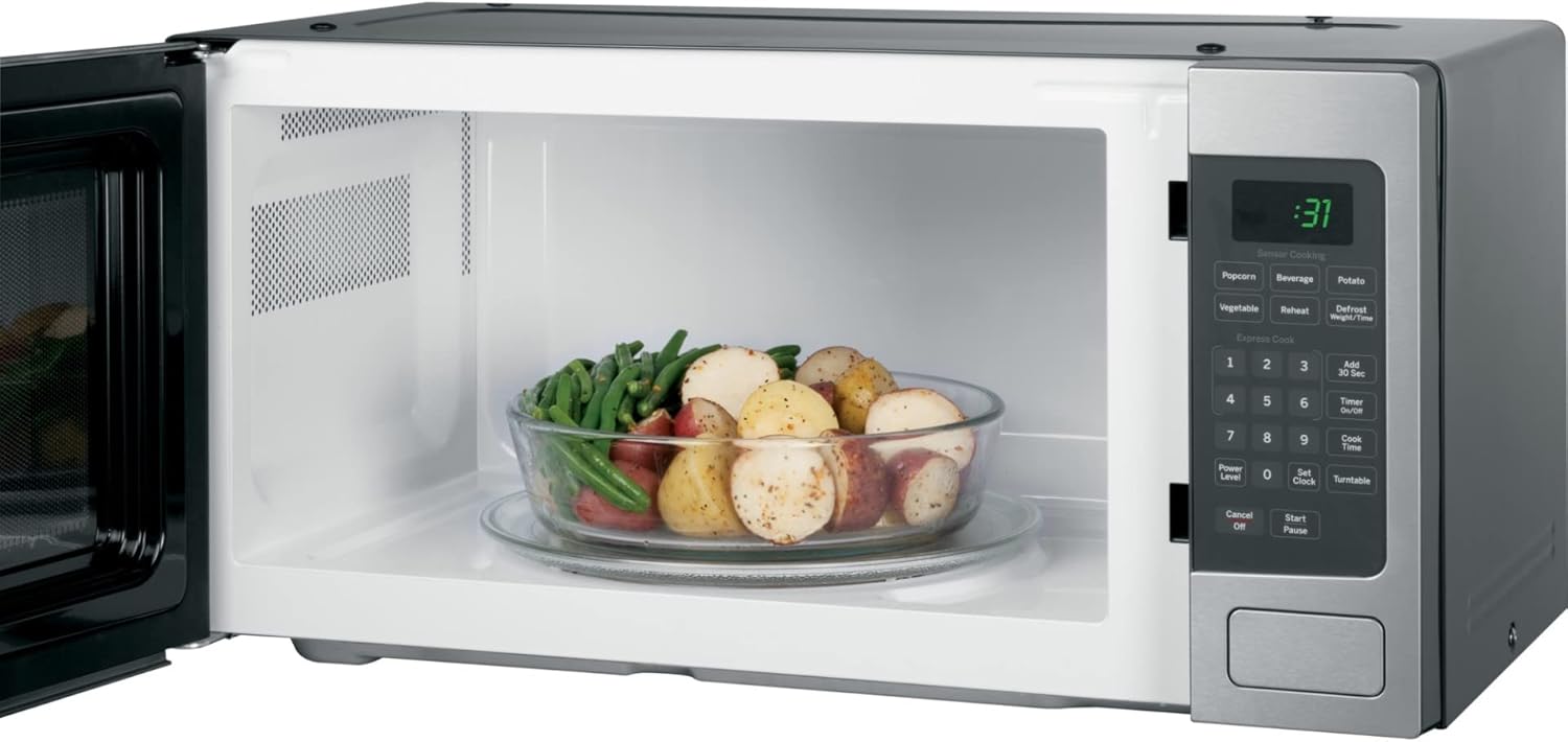 GE PEM31DFWW Profile 1.1 Cu. Ft. White Countertop Microwave