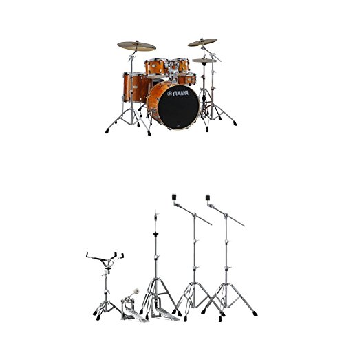 Yamaha 5pc Shell Pack with a 20" Kick 14” Snare Drum in Honey Amber for Students and Working Drummers, (SBP0F50HA)