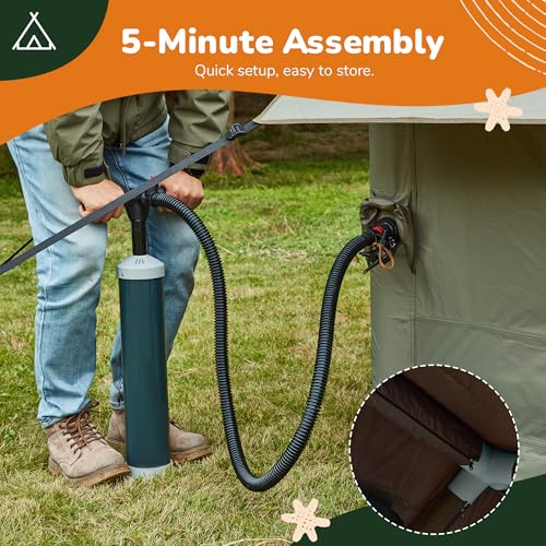 YOLENY Inflatable Tents for Camping, 4/6/8/10/12 Person Tent with TPU Skylight, Mesh Windows, Stove Jack & Pump, Easy Setup 4 Season Glamping Tent, Waterproof & Windproof